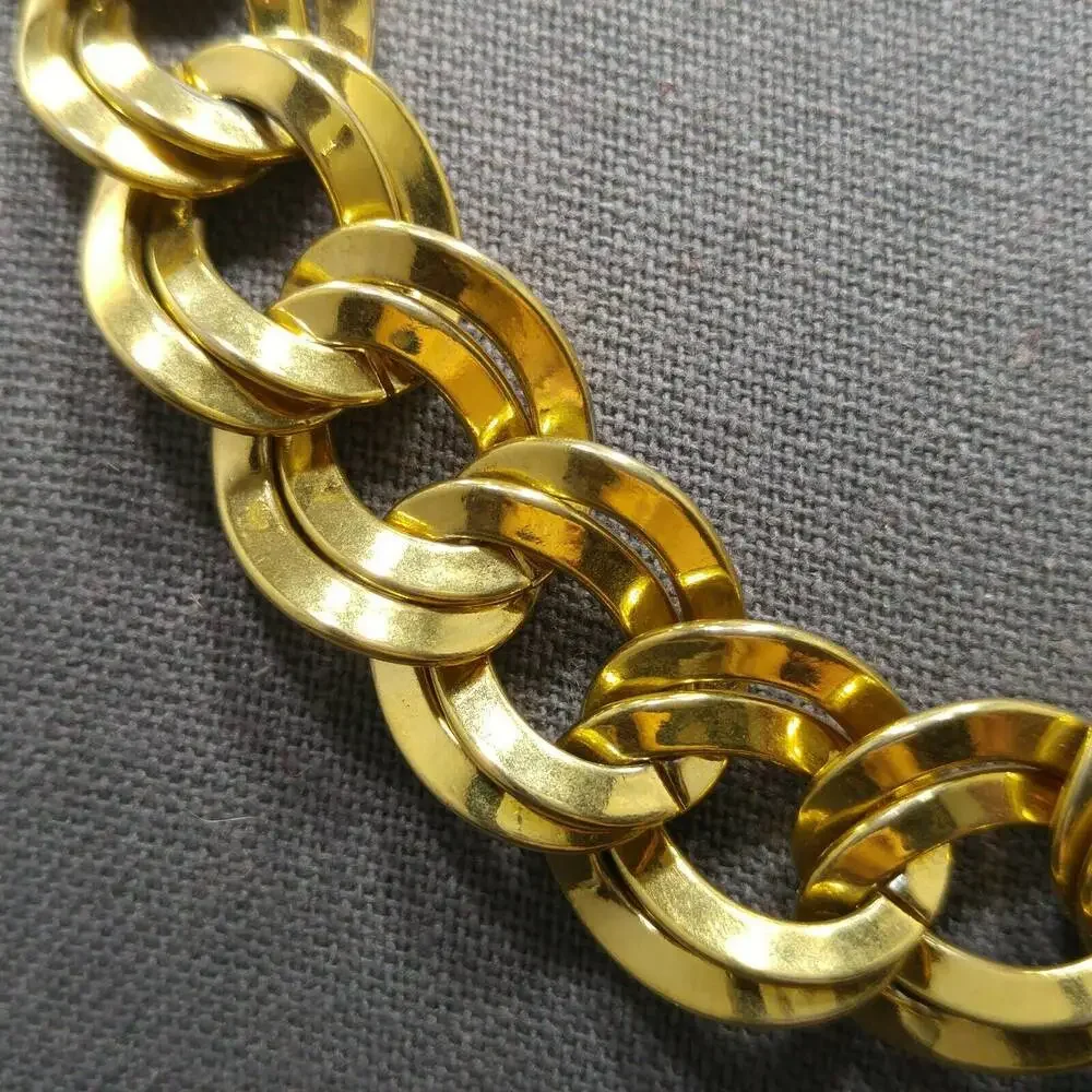 Vintage Monet Chunky Double Link Gold Chain Necklace 1980s Statement Jewelry 21